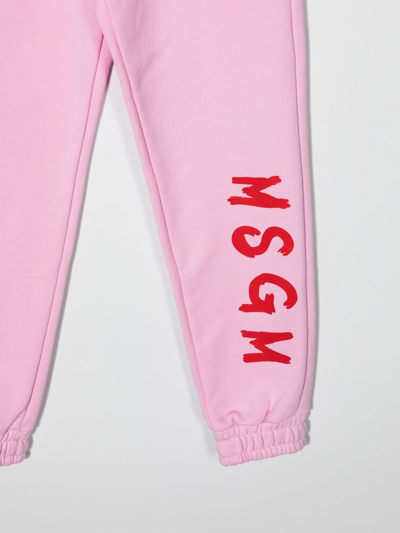 Shop Msgm Logo-print Tapered Track Pants In Pink
