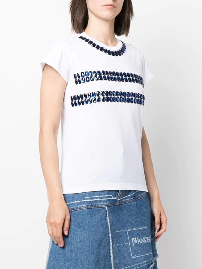 Shop Vivetta Crystal-embellished T-shirt In White