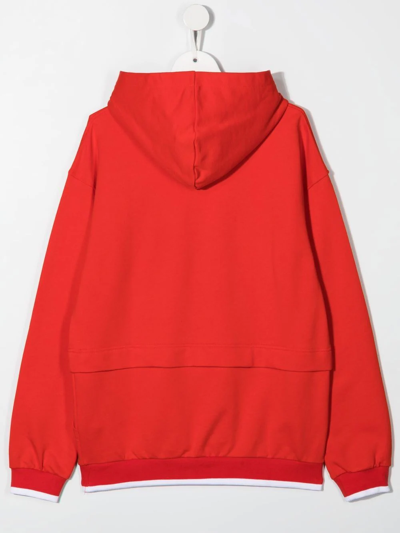 Shop Moschino Teen Logo-print Hoodie In Red