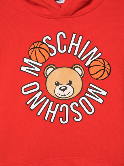 Shop Moschino Teen Logo-print Hoodie In Red