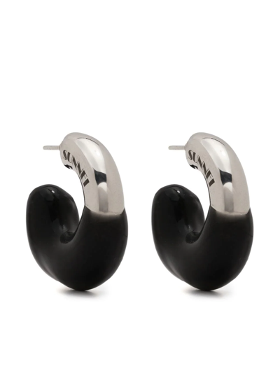 Shop Sunnei Rubberized Small Earrings In Black