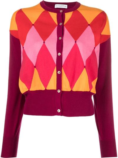 Shop Ballantyne Argyle-check Button-up Cardigan In Purple