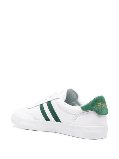 Ralph Lauren Court Vulcanised Leather Trainers, White/Green at