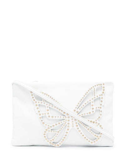 Shop Sophia Webster Flossy Crystal-embellished Clutch In White