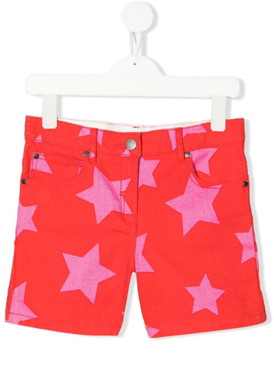 Shop Stella Mccartney Star-print Denim Shorts In Red