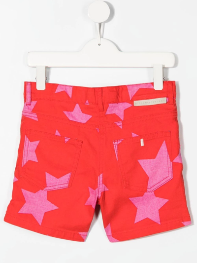 Shop Stella Mccartney Star-print Denim Shorts In Red