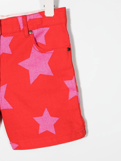 Shop Stella Mccartney Star-print Denim Shorts In Red