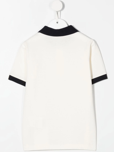 Shop Moncler Two-tone Logo-patch Polo Shirt In Neutrals
