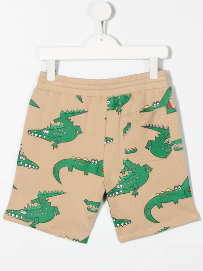 Shop Stella Mccartney Crocodile-print Elasticated Shorts In Neutrals