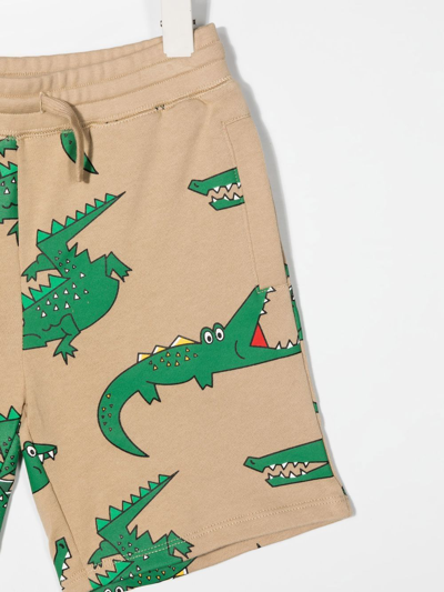 Shop Stella Mccartney Crocodile-print Elasticated Shorts In Neutrals