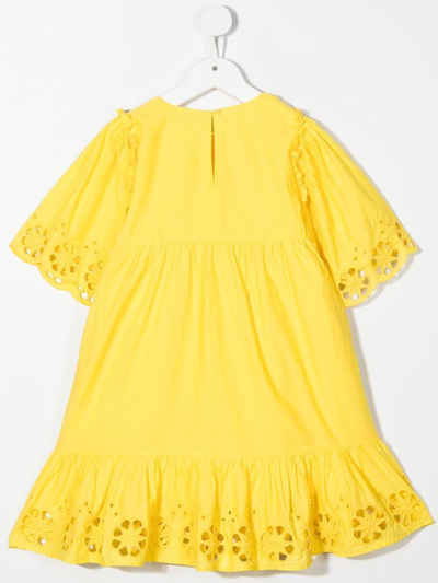 Shop Stella Mccartney Perforated-detailing Dress In Yellow