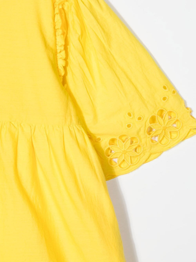 Shop Stella Mccartney Perforated-detailing Dress In Yellow