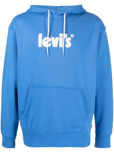 Shop Levi's Logo-print Hoodie In Blue