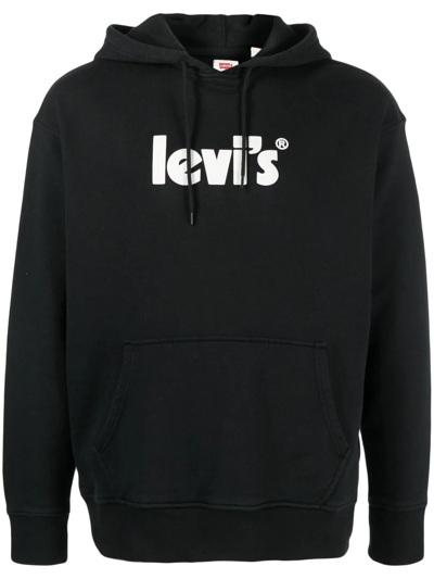 Shop Levi's Logo-print Hoodie In Black