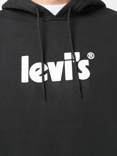 Shop Levi's Logo-print Hoodie In Black
