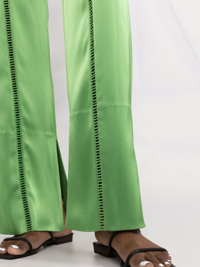 Shop Nanushka Ladder-stitch Straight-leg Trousers In Green