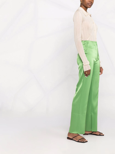 Shop Nanushka Ladder-stitch Straight-leg Trousers In Green