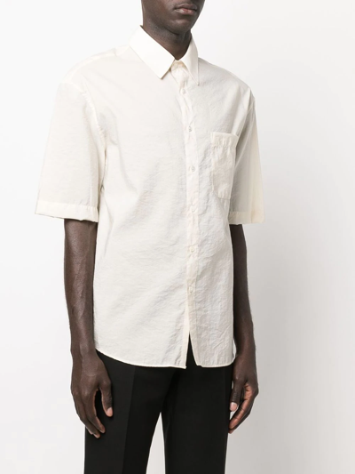 Shop Lemaire Short-sleeve Chest-pocket Shirt In Neutrals