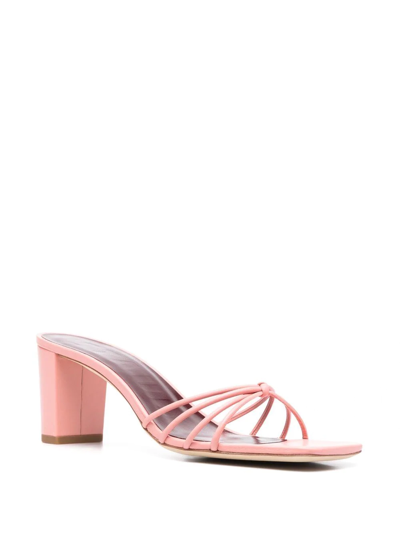 Shop Staud Strappy Square-toe Sandals In Pink