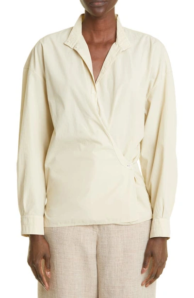 Shop Lemaire Officer Twisted Cotton Poplin Shirt In Freestone 605