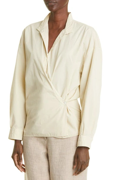 Shop Lemaire Officer Twisted Cotton Poplin Shirt In Freestone 605