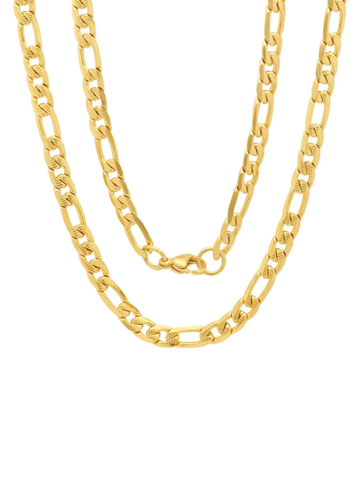 Shop Anthony Jacobs Men's Stainless Steel Figaro Chain Link Necklace In Gold