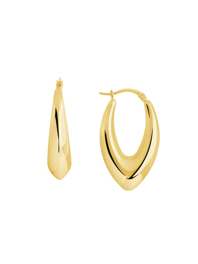Shop Sterling Forever Women's 14k Goldplated Stainless Steel Drop Hoop Earrings In Neutral
