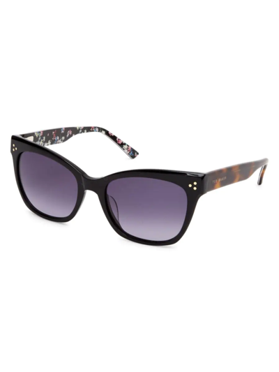 Shop Ted Baker Women's 53mm Square Cat Eye Sunglasses In Black
