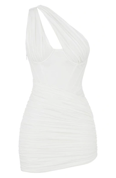 Shop House Of Cb Clementine Cutout Ruched Minidress In White Plus Cup