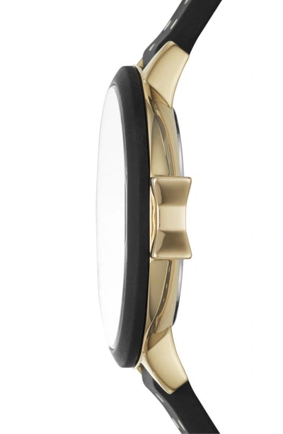 Shop Kate Spade Park Row Silicone Strap Watch, 34mm In Black/ Gold