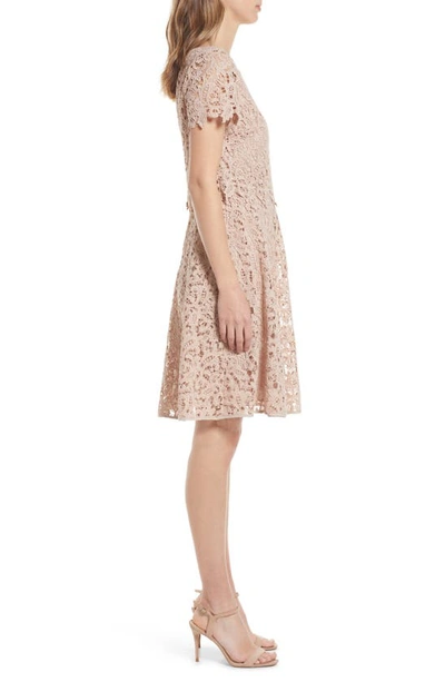 Shop Shani Popover Lace Fit & Flare Dress In Champagne