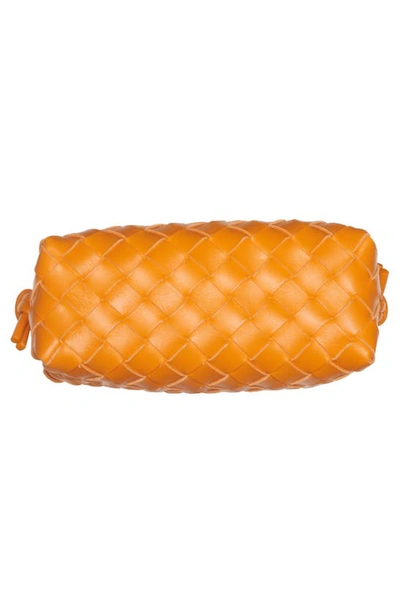 Shop Bottega Veneta Small Intrecciato Leather Crossbody Bag In Tangerine-gold