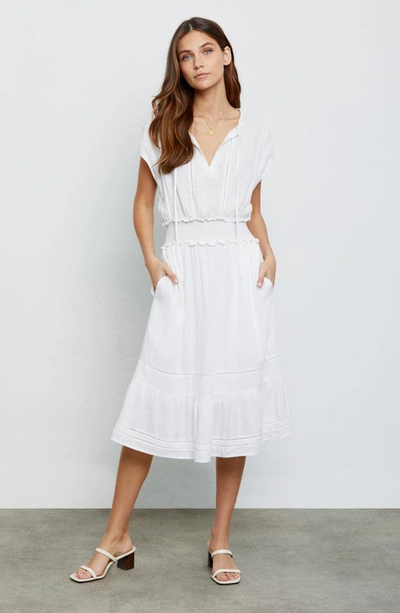 Shop Rails Ashlyn Stripe Linen Blend Dress In White Lace Detail