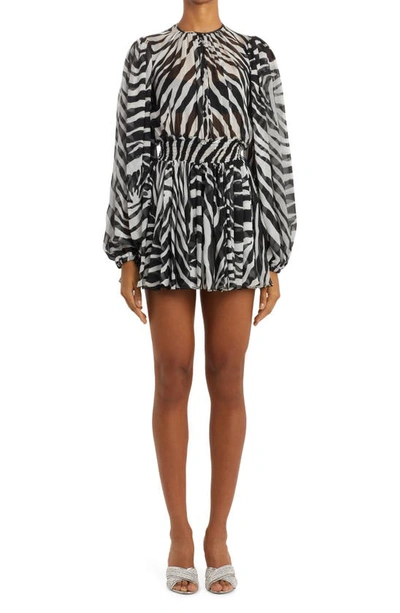 Shop Dolce & Gabbana Zebra Stripe Silk Chiffon Minidress