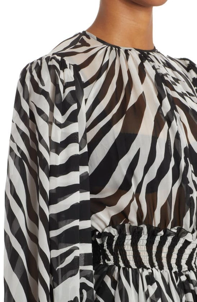 Shop Dolce & Gabbana Zebra Stripe Silk Chiffon Minidress
