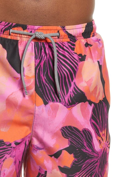 Shop Open Edit Recycled Volley Swim Trunks In Coral Contrast Iris