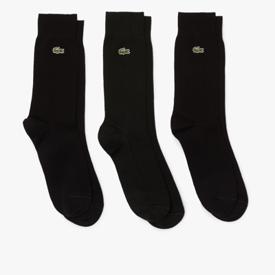 Shop Lacoste Unisex 3-pack High-cut Socks - 3 - 5.5 In Black