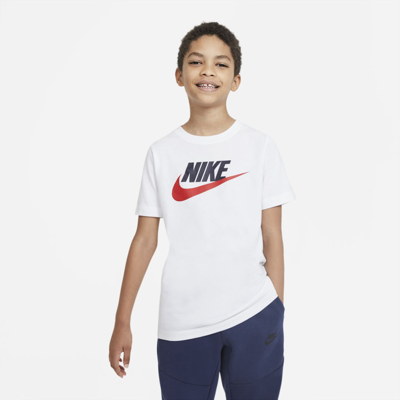 Shop Nike Sportswear Big Kids' Cotton T-shirt In White