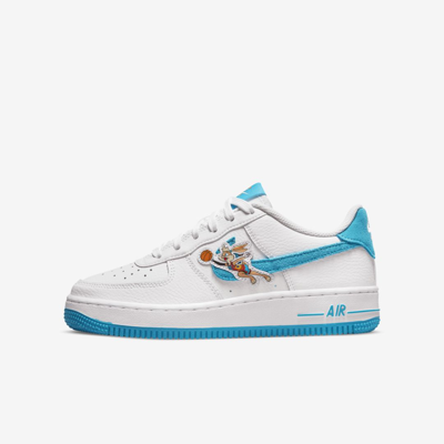 Shop Nike Air Force 1 X Space Jam: A New Legacy Big Kids' Shoes In White,white,light Blue Fury
