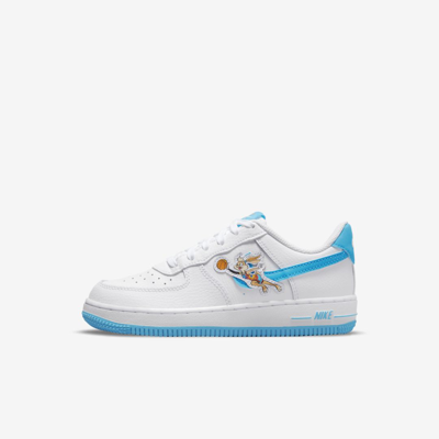 Shop Nike Force 1 '06 X Space Jam: A New Legacy Little Kids' Shoes In White,white,light Blue Fury