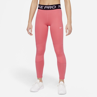 Shop Nike Pro Big Kids' (girls') Leggings In Pink