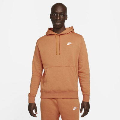 Shop Nike Sportswear Club Fleece Pullover Hoodie In Hot Curry,hot Curry,white