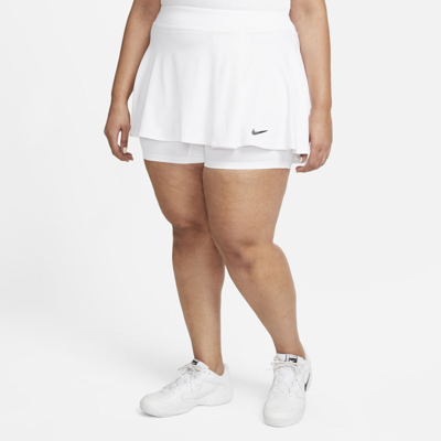 Shop Nike Women's Court Dri-fit Victory Flouncy Tennis Skirt (plus Size) In White