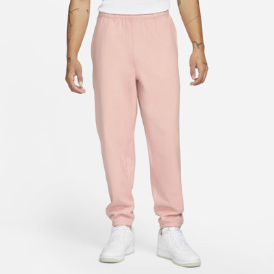 Shop Nike Men's Solo Swoosh Fleece Pants In Pink