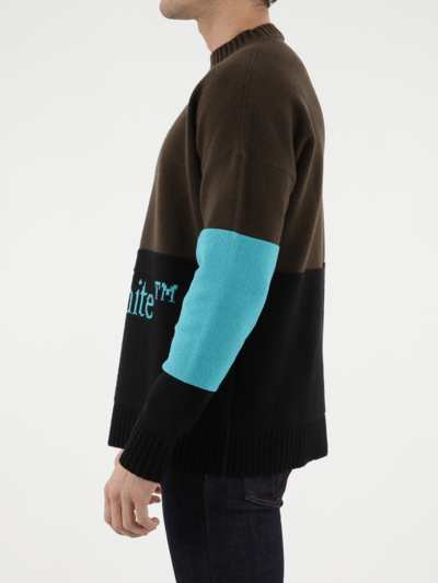 Shop Off-white Color-block Jumper In Green