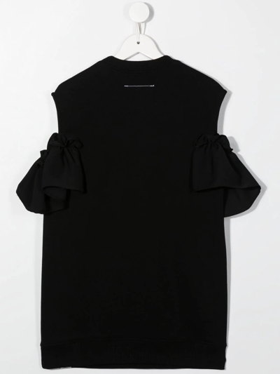 Shop Mm6 Maison Margiela Off-shoulder Sweatshirt Dress In Black
