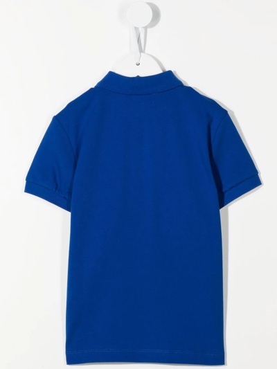 Shop Moschino Logo-print Short-sleeved Polo Shirt In Blue