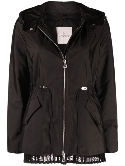 Shop Moncler Baaba Lace-trim Parka In Black