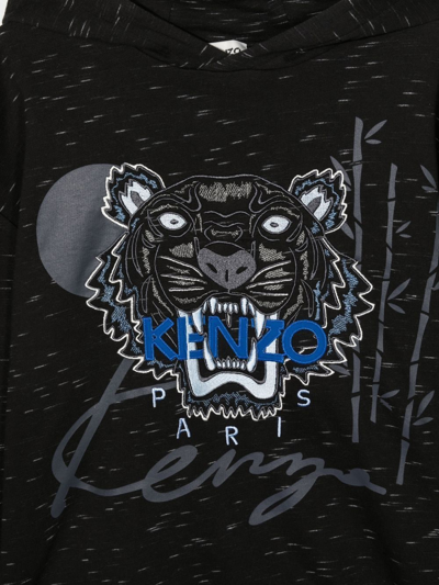Shop Kenzo Tiger-embroidered Hoodie In Grey