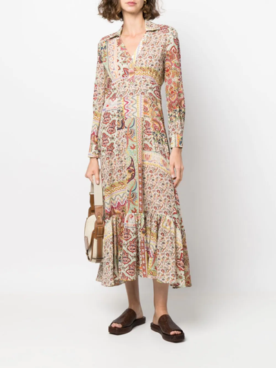 Shop Etro Paisley-print Midi Dress In 800 Multicolor